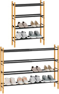 Expandable Shoe Rack 4-Tier Bamboo Organizer - Space-Saving
