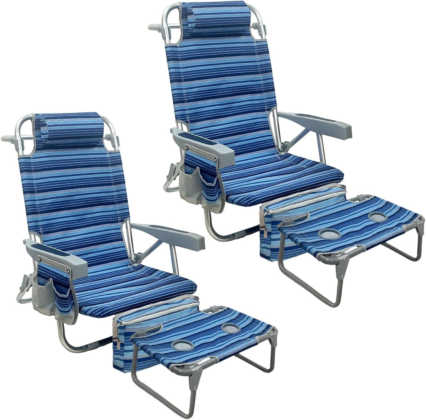 Backpack Beach Chair 2 Pack with Insulated Cooler Bag and Table