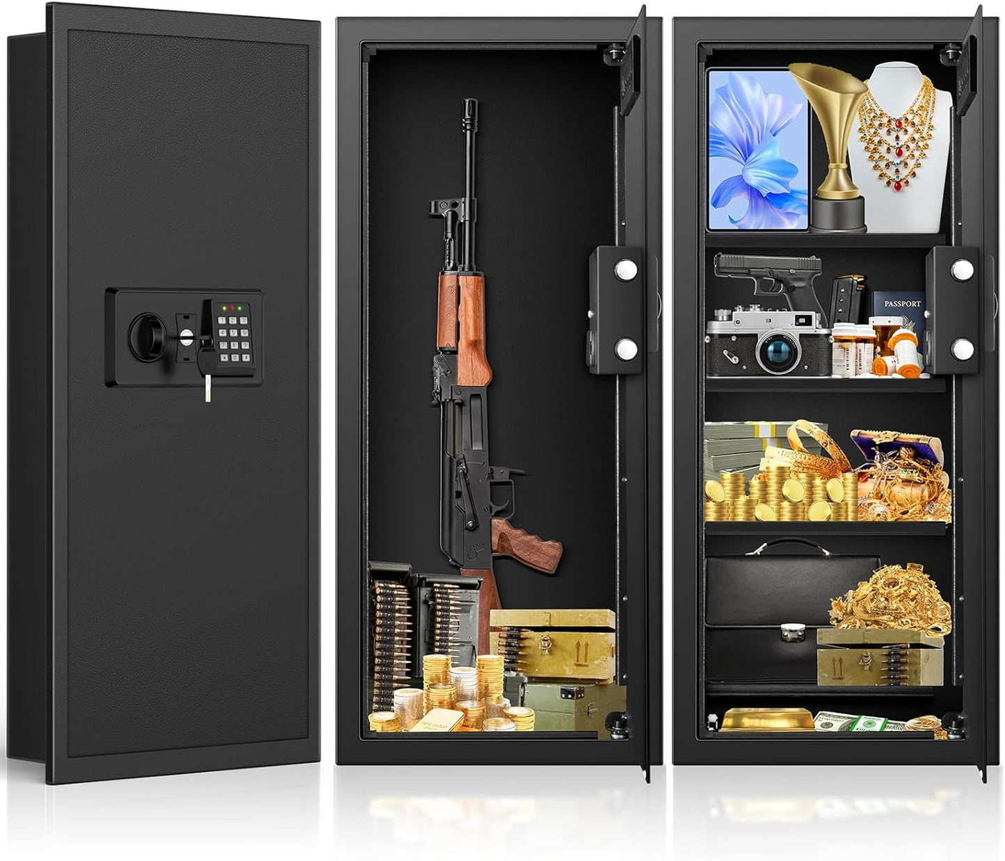 Sturdy Fireproof Wall Safe for Money Jewelry and Documents