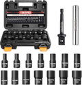 16PCS Bolt Extractor Set 1/2in Drive Impact Socket Set - Secure Grip