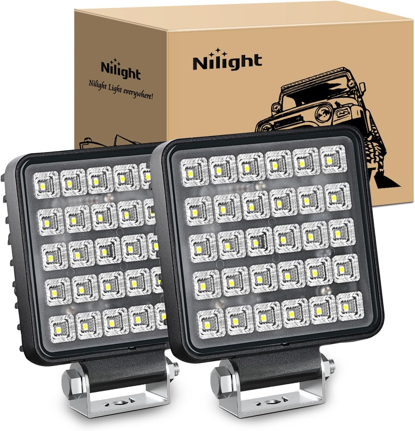 Nilight 4.3 Inch Square Utility LED Work Light for Offroad Use