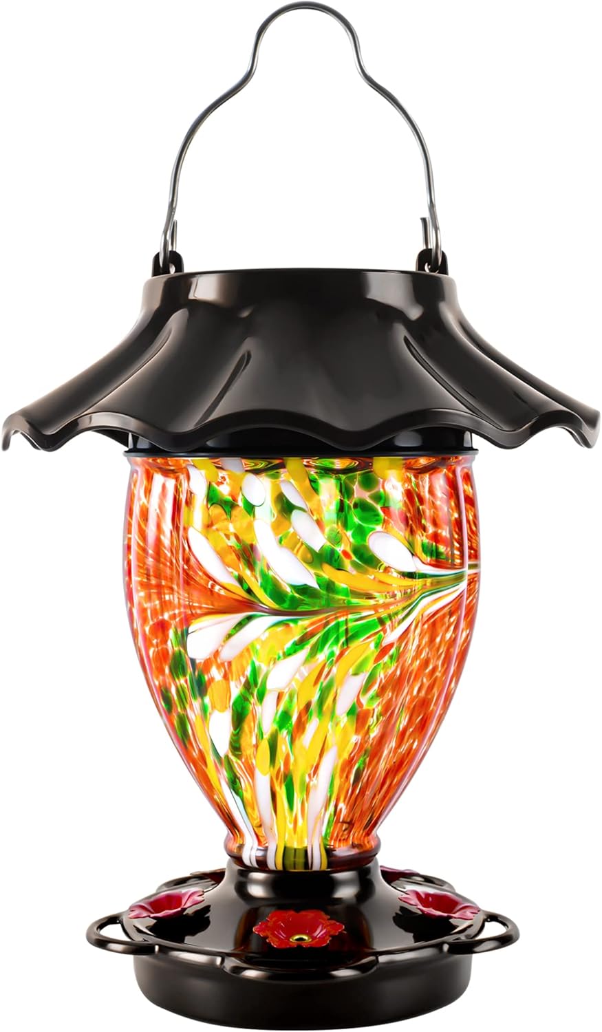 Solar Hummingbird Feeder with Color Changing Glass for Outdoors