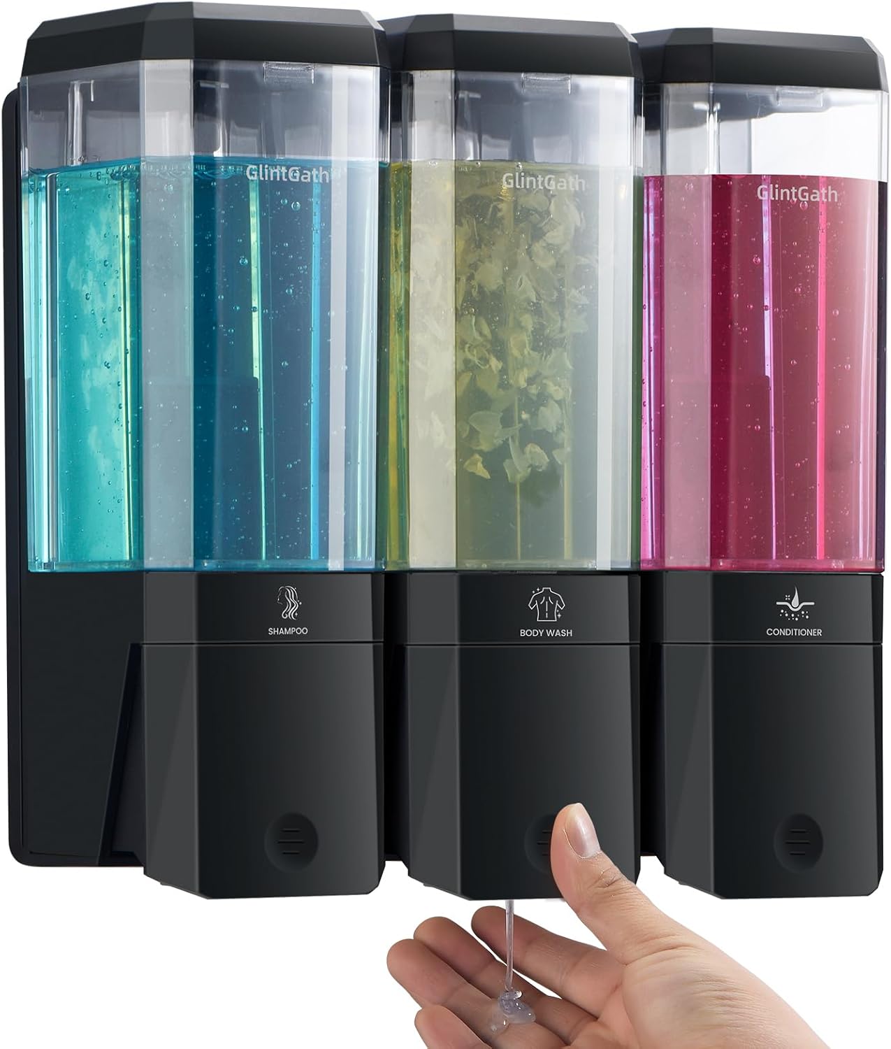GlintGath Triple Chamber Shower Dispenser- Easy, Mess-Free Showers