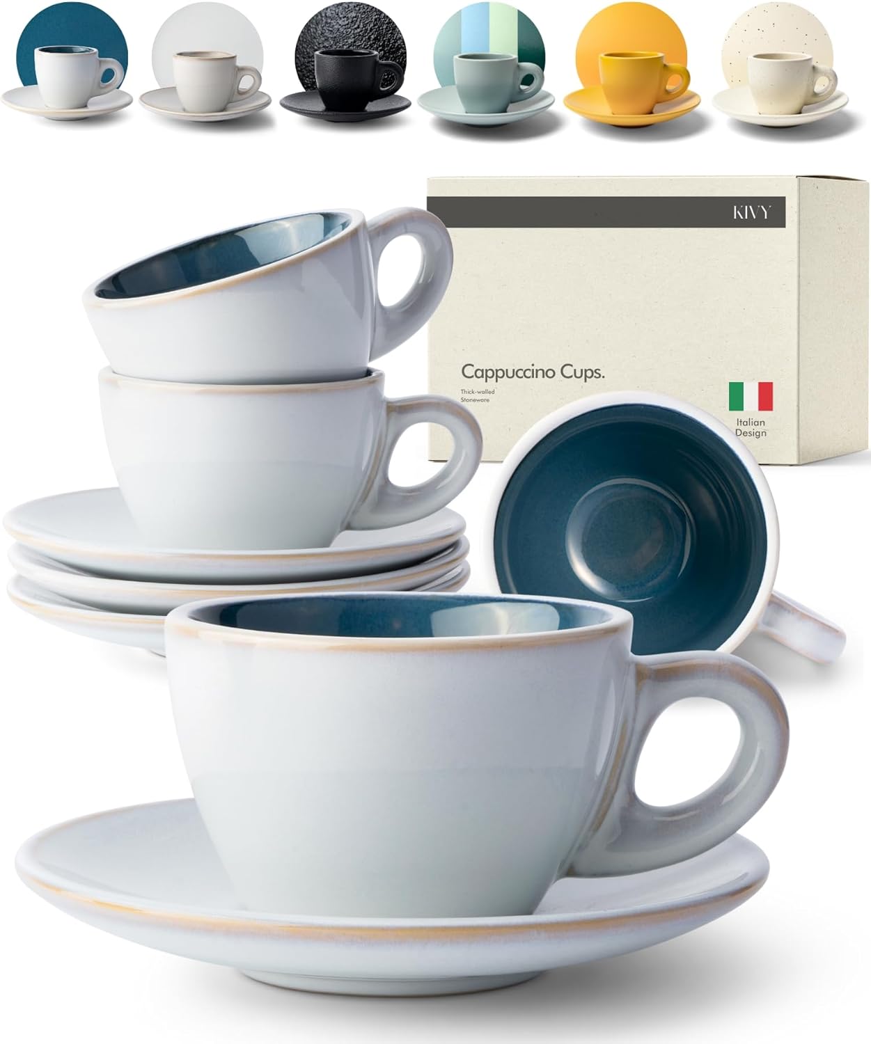 KIVY Cappuccino Cups Set of 4 - Perfect for Latte Art Lovers