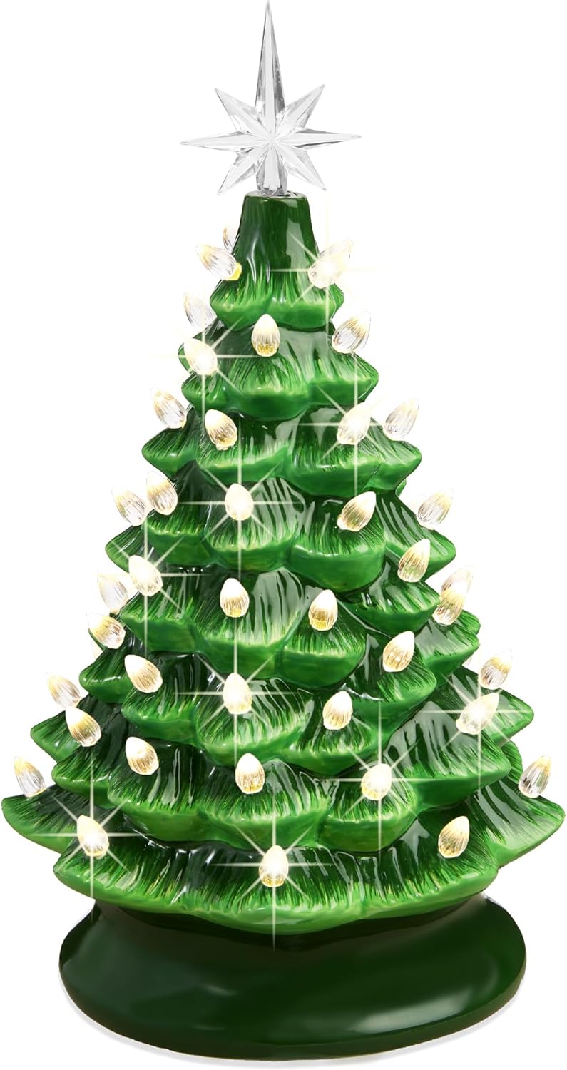 15in Ceramic Christmas Tree - Hand-Painted Holiday Decor