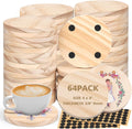 4 in Round Unfinished Wood Coasters 64pcs - Blank Pine Coaster Set