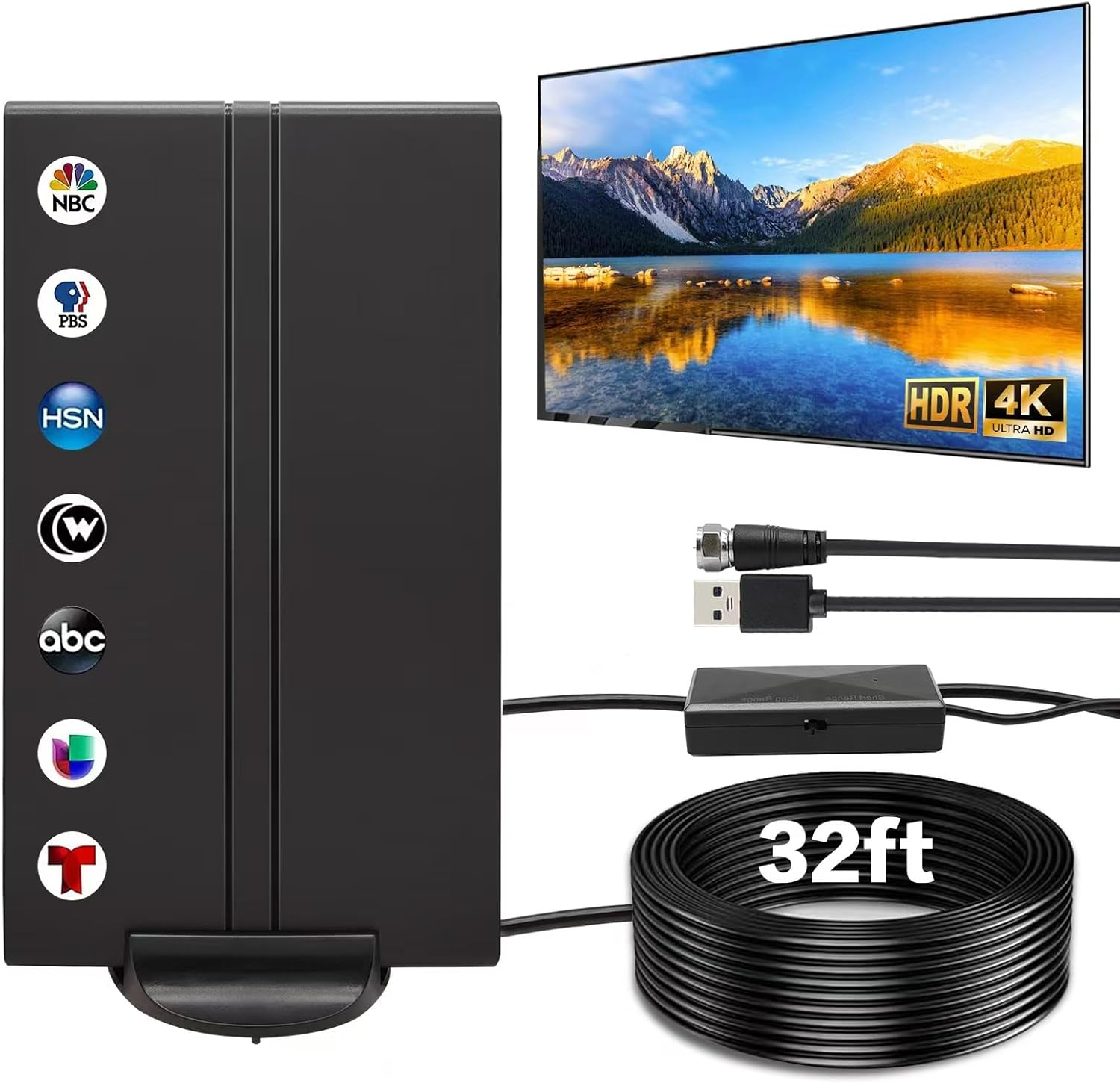 Ultimate 1800Mi TV Antenna - 360 Reception Boost