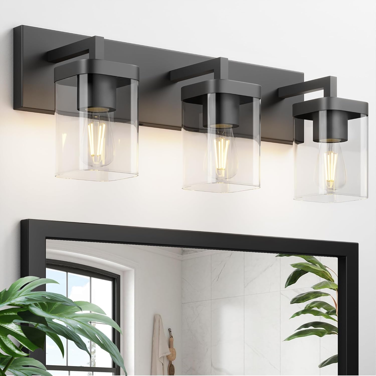 Bathroom Lighting Fixtures Over Mirror with Square Design