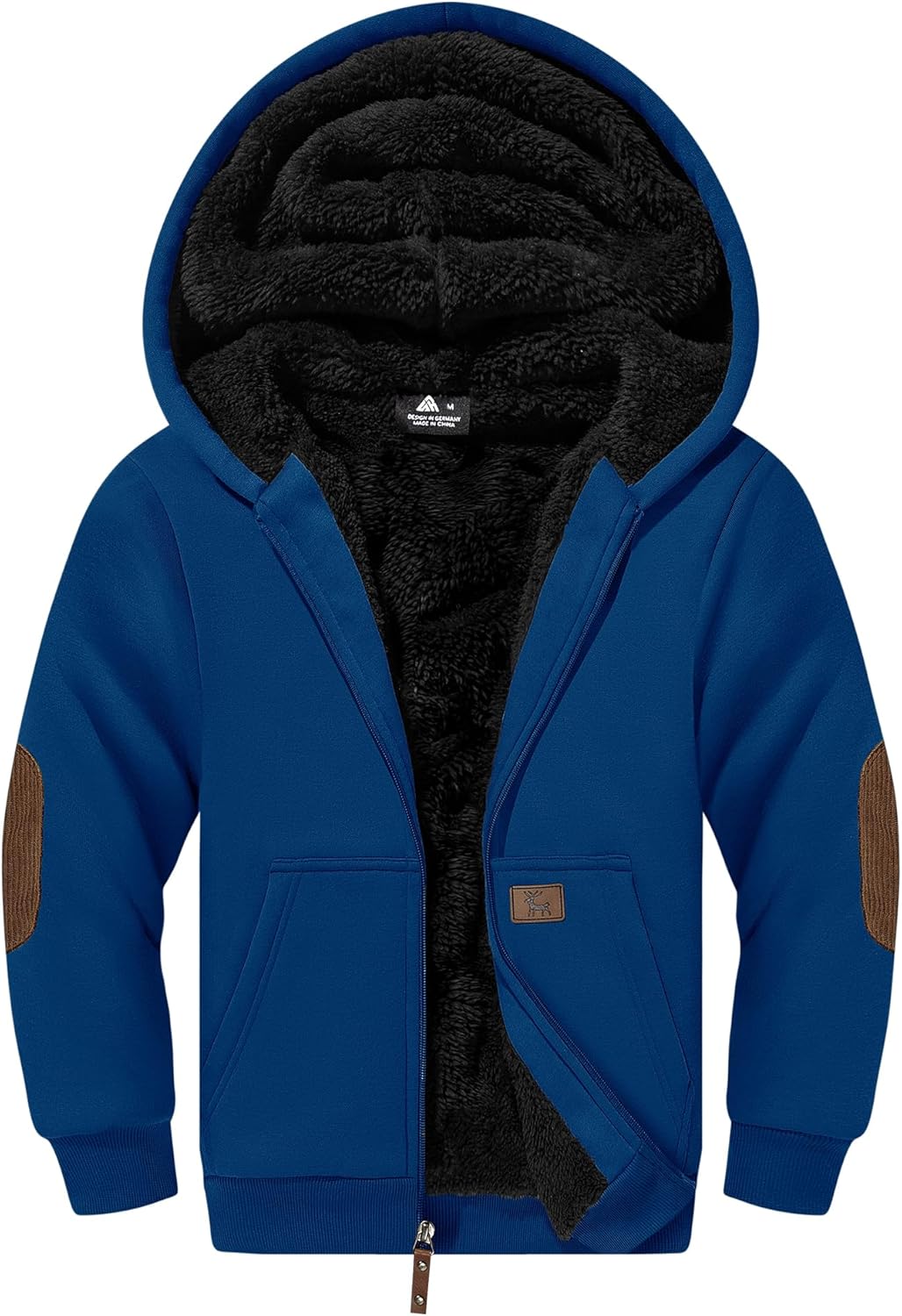 Unisex Boys Girls Fleece Hoodie Sherpa Lined Jacket for Kids