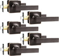GOBEKOR 5 Pack Oil Rubbed Bronze Passage Door Handles for Home