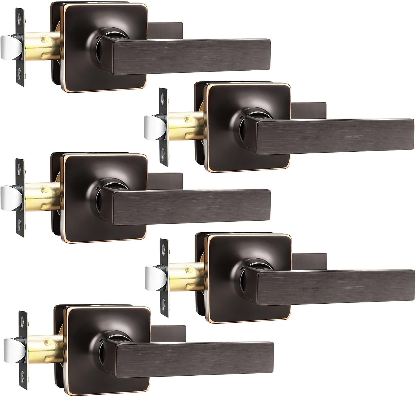 GOBEKOR 5 Pack Oil Rubbed Bronze Passage Door Handles for Home