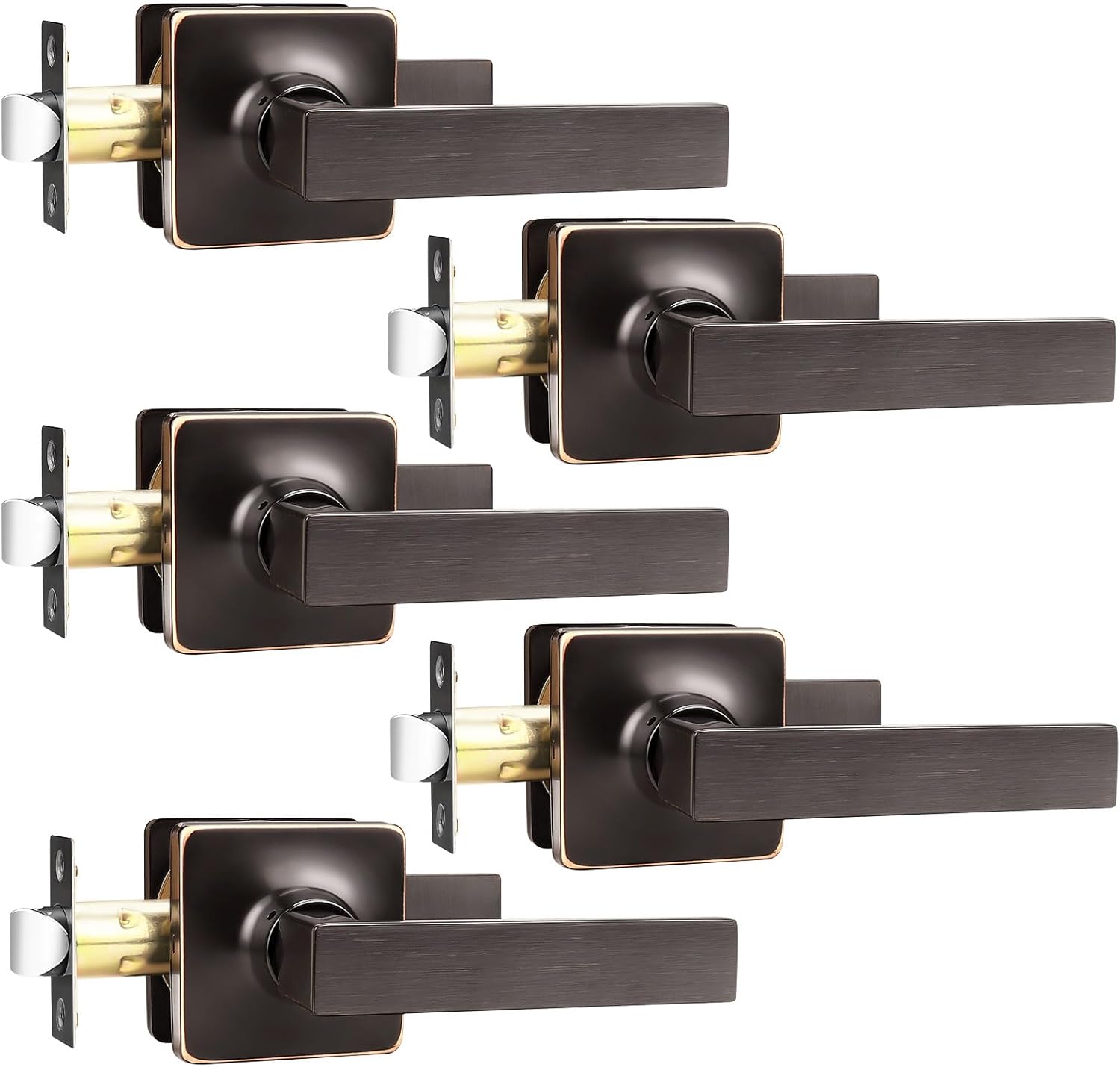 GOBEKOR 5 Pack Oil Rubbed Bronze Passage Door Handles for Home