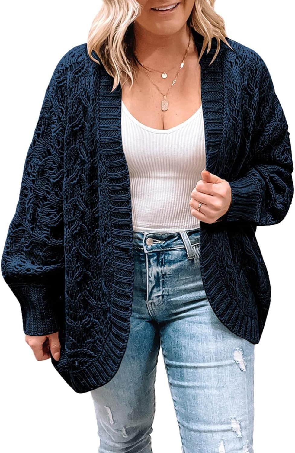 Eytino Womens Plus Size Crochet Cardigan Sweater for All Occasions
