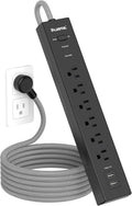 Surge Protector Power Strip with USB Ports - 6FT Cord, Flat Plug