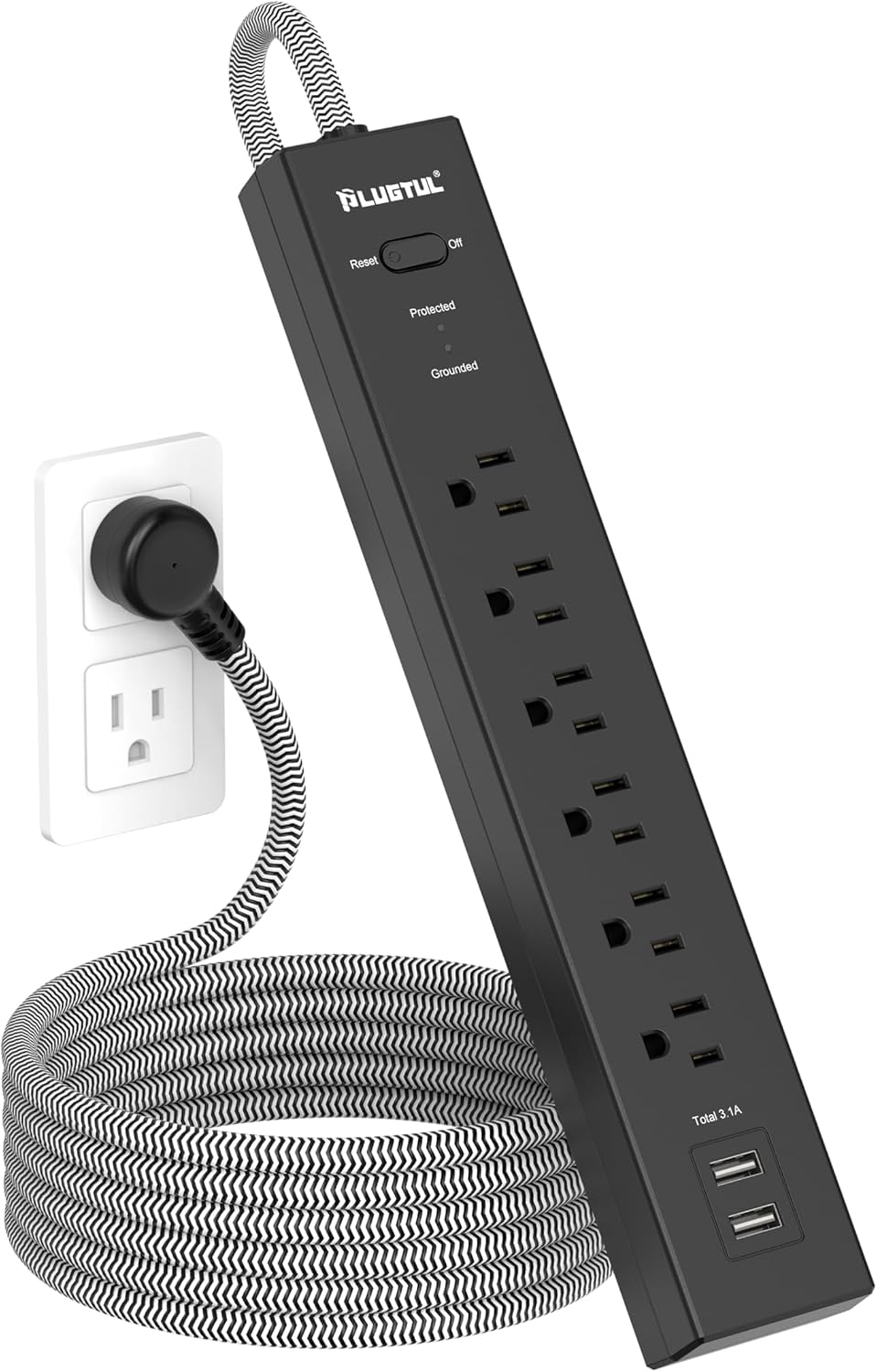 PLUGTUL: Premium Surge Protector Power Strip - Ultimate Protection