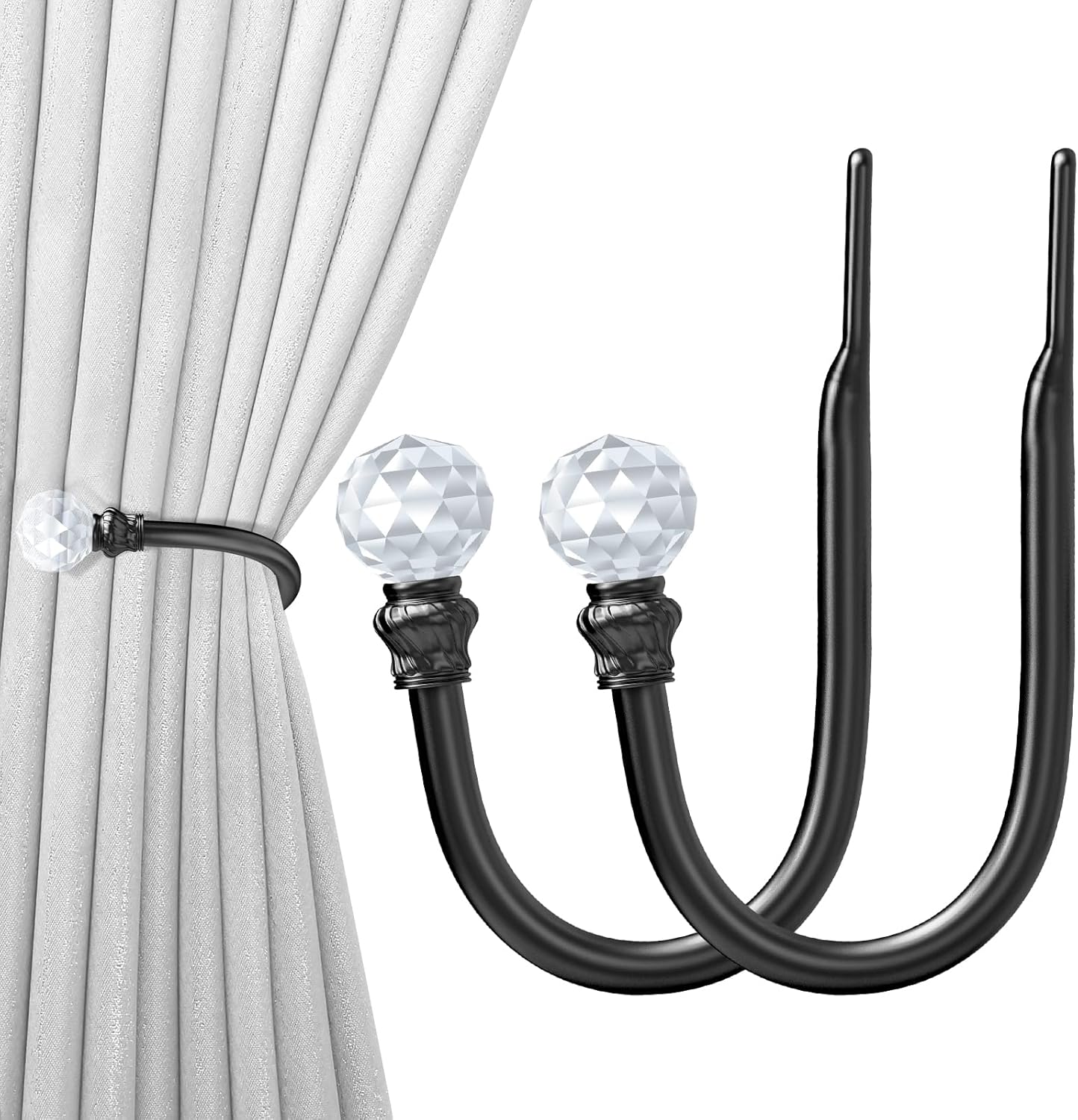 Hion Black Curtain Holdbacks - Secure Drapes in Style