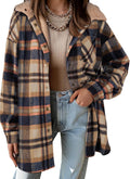 Women's Flannel Hooded Plaid Shacket Coat - Thick Fleece Warmth