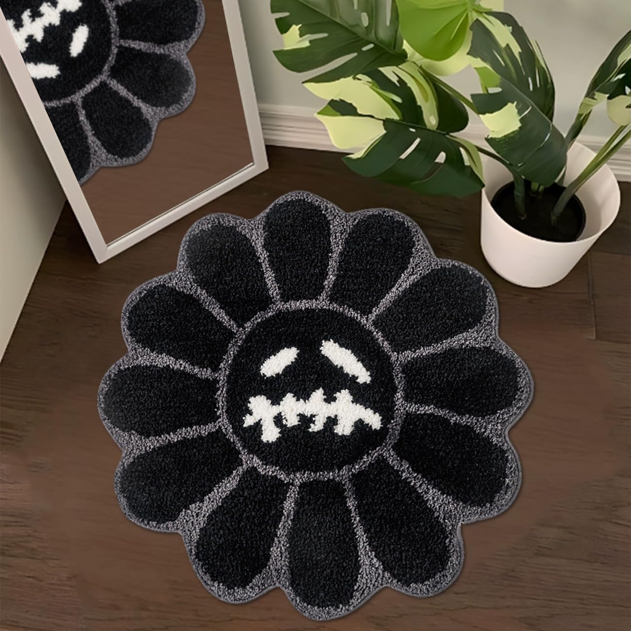 Trippy Happy Face Rug for Bathroom - Soft Non-Slip Bath Mat