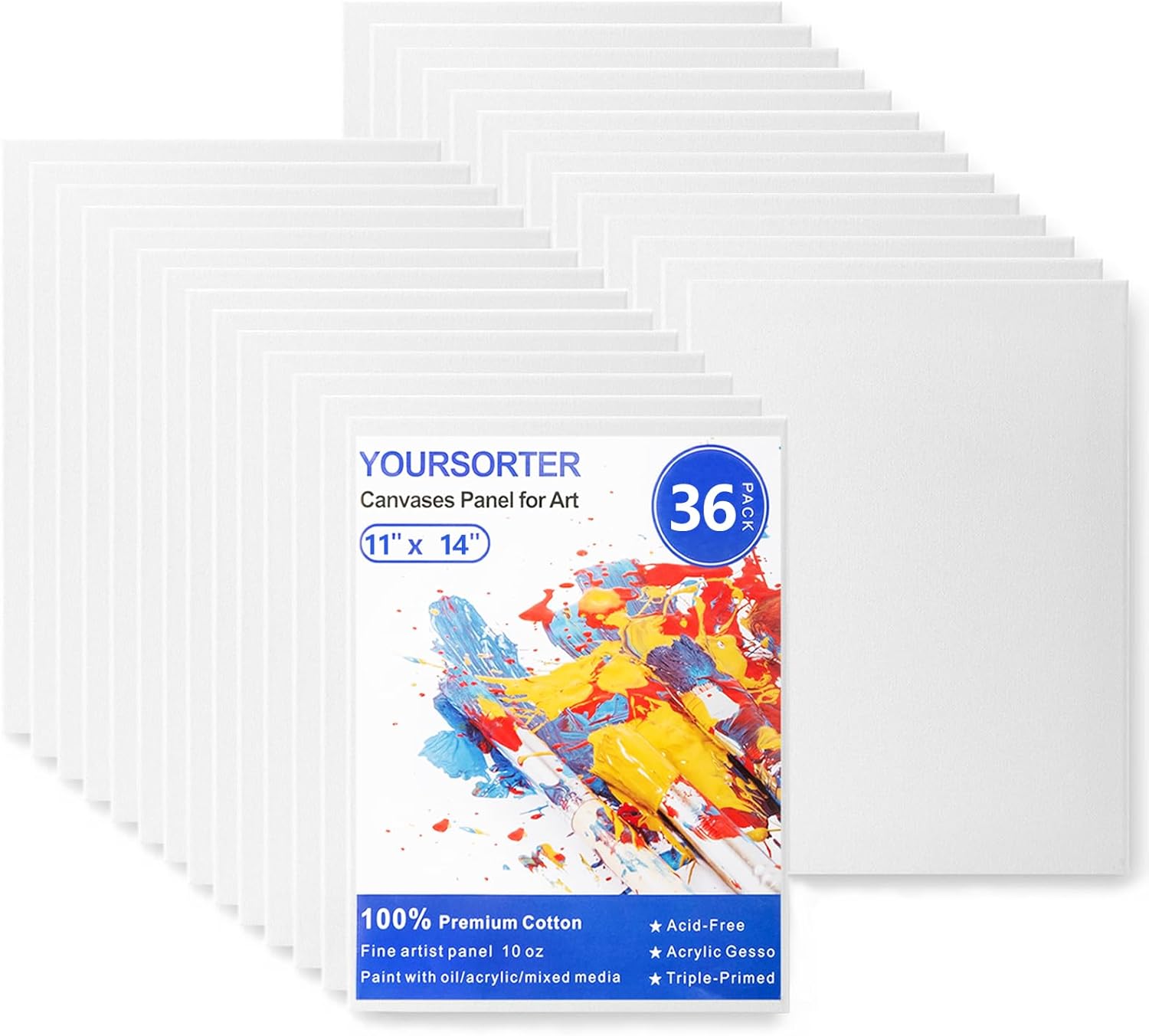 36 Pack 11x14in Canvas Boards for Painting and Art Practice
