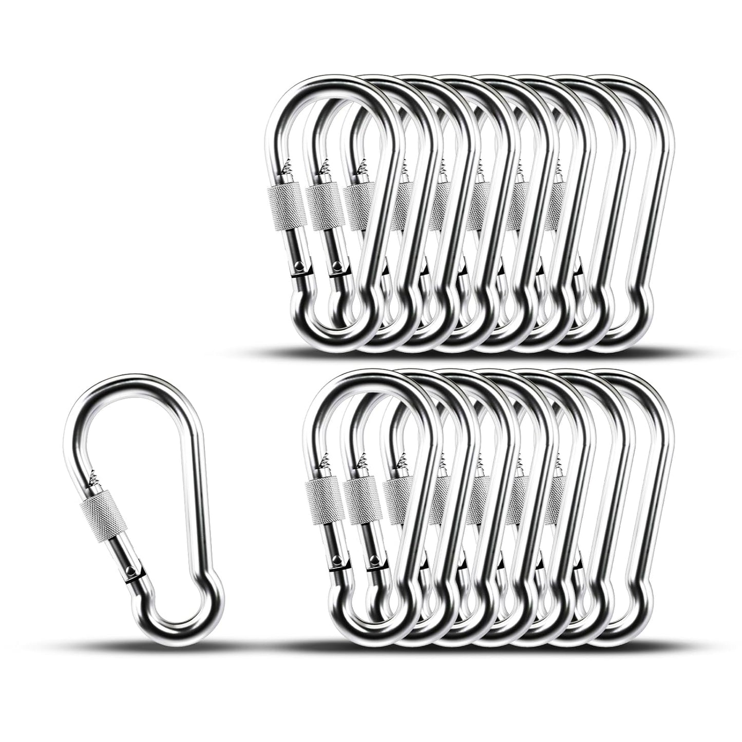 15 Pack Heavy Duty Screw Locking Carabiner Clips for Outdoors