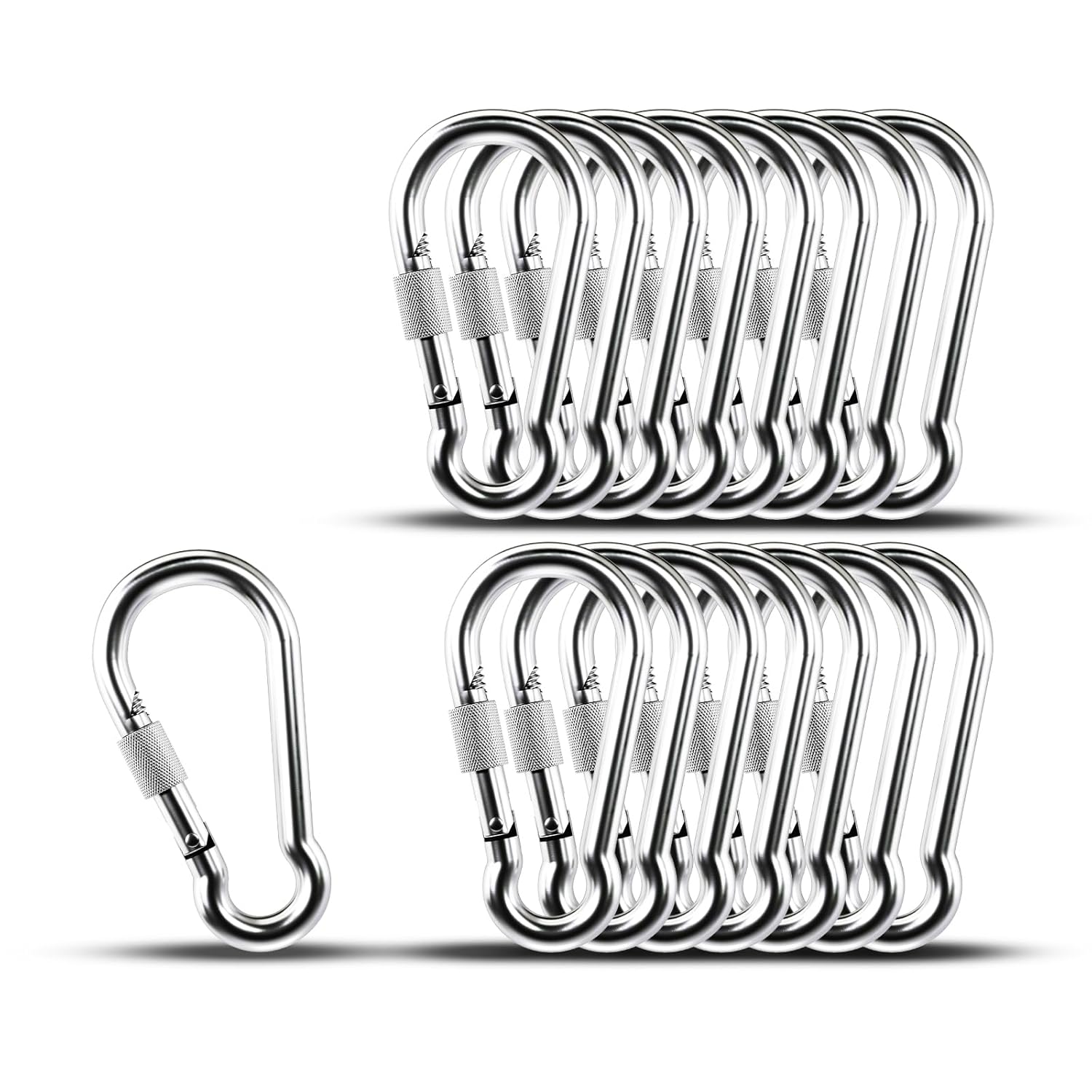 15 Pack Heavy Duty Screw Locking Carabiner Clips for Outdoors