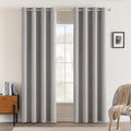 Linen Texture Blackout Curtains 52x72 in Greyish White - Room