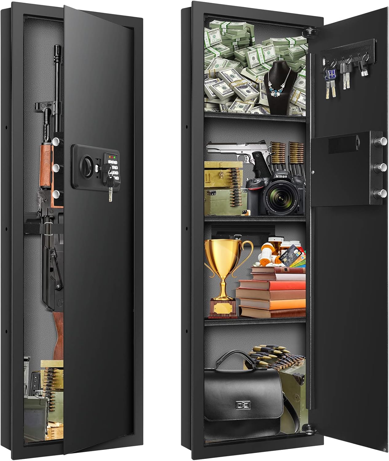 GUVELI Fireproof Wall Safe for Money Jewelry Passport
