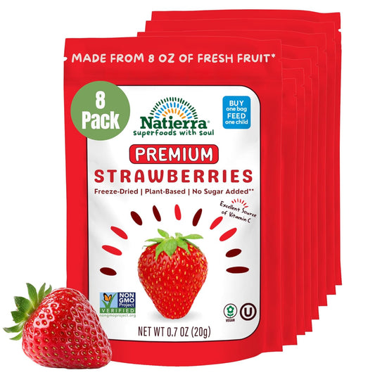 NATIERRA Premium Freeze-Dried Strawberries - Non-GMO Vegan Snack