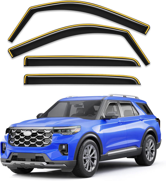 in-Channel Rain Guards for Ford Explorer 2020-2025 - 4 pcs