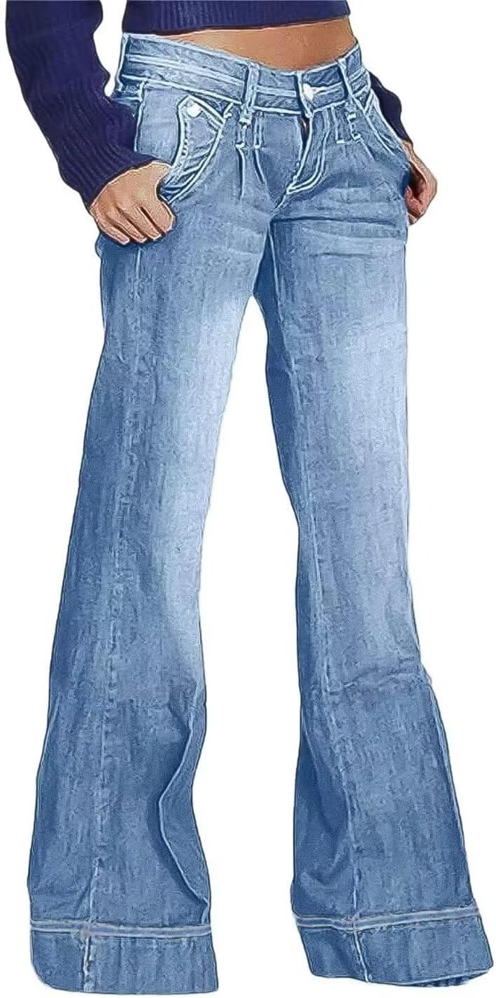 Flamingals Low Rise Straight Leg Wide Leg Baggy Jeans for Women