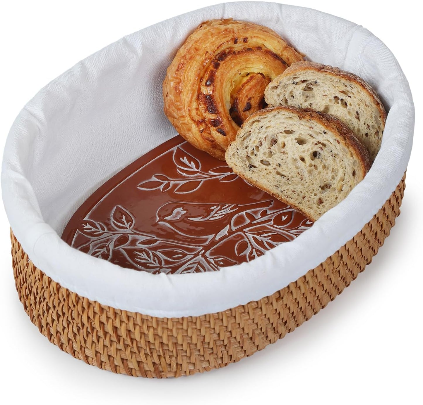 YANGQIHOME Bread Warmer Basket with Stone for Fresh Baked Goods