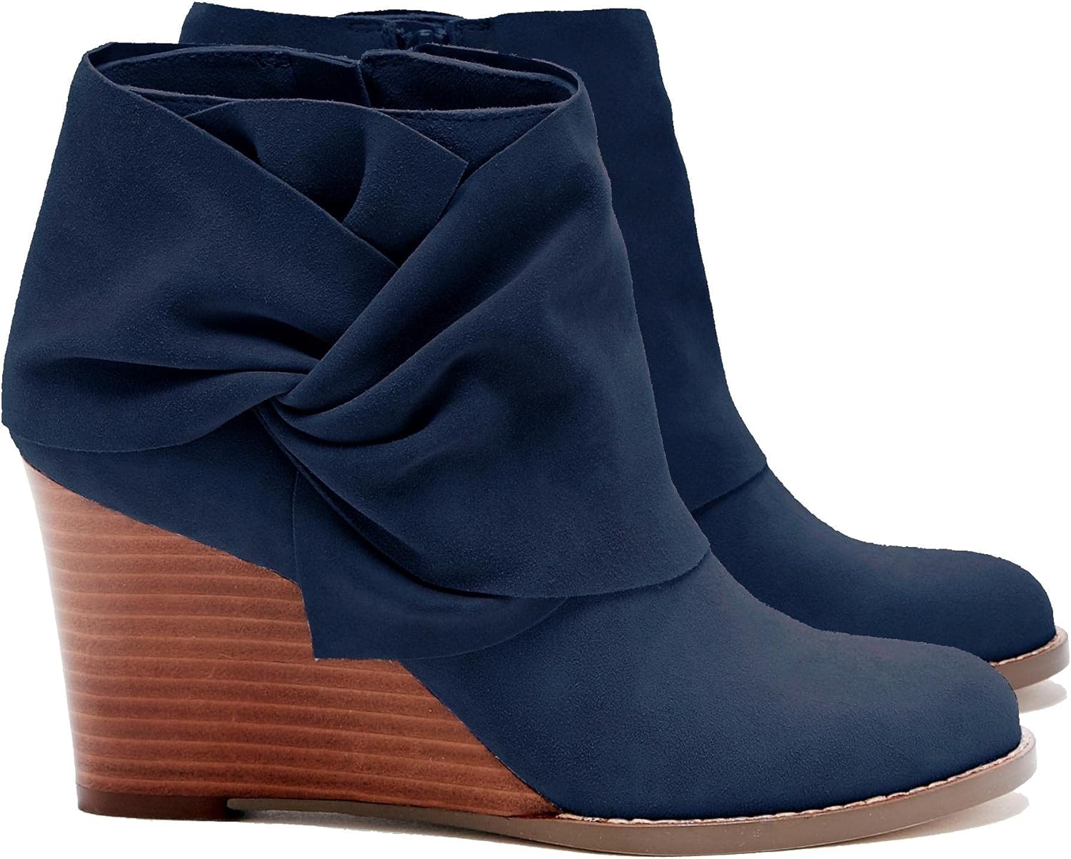 Fashare Womens Wedge Booties with Bow Knot for Winter Style