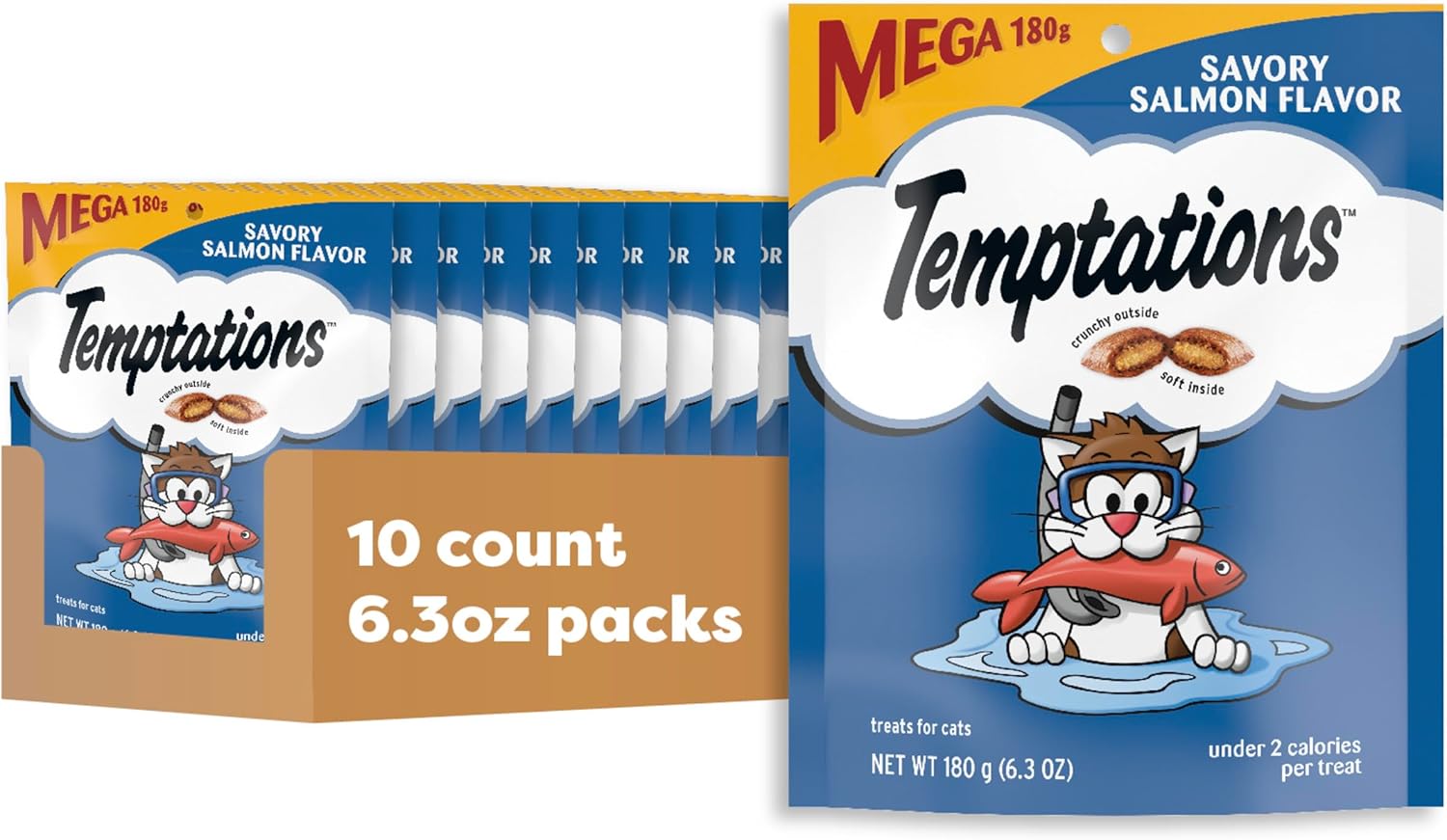 Temptations Classic Crunchy and Soft Cat Treats, Savory Salmon