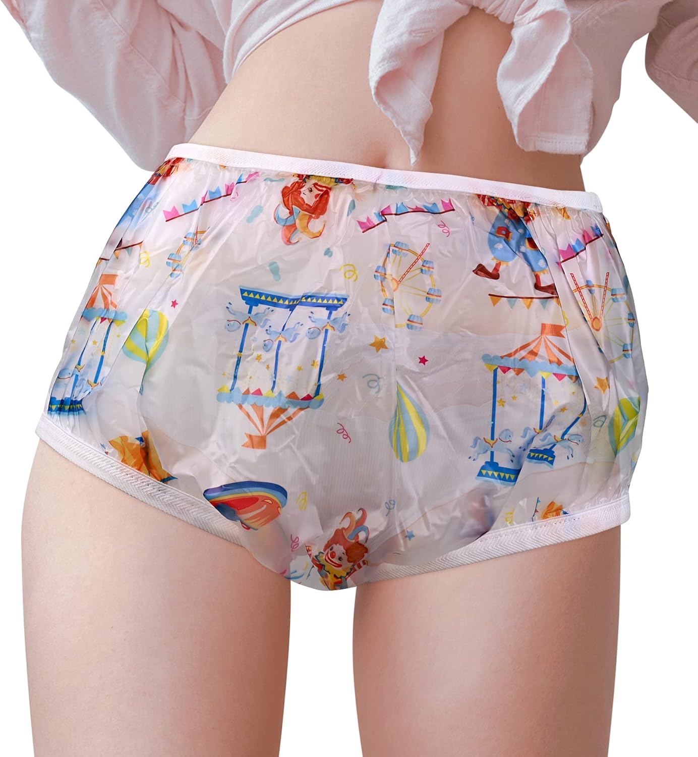 Blue Amusement Park PVC Diaper Cover - Medium