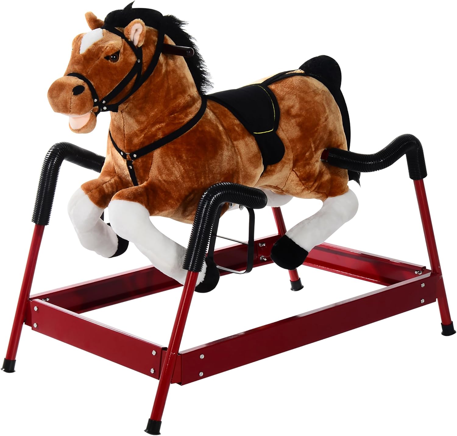 Qaba Durable Plush Toddlers Spring Rocking Horse with Sounds