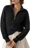 Dokotoo Women's Ribbed Cable Knit Quarter Zip Sweater - Cozy Fit Shoes