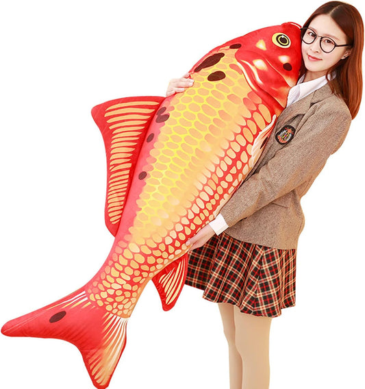 TONGMAN Giant Fish Plush - Realistic Home Decor - 31.5 in Snuggle