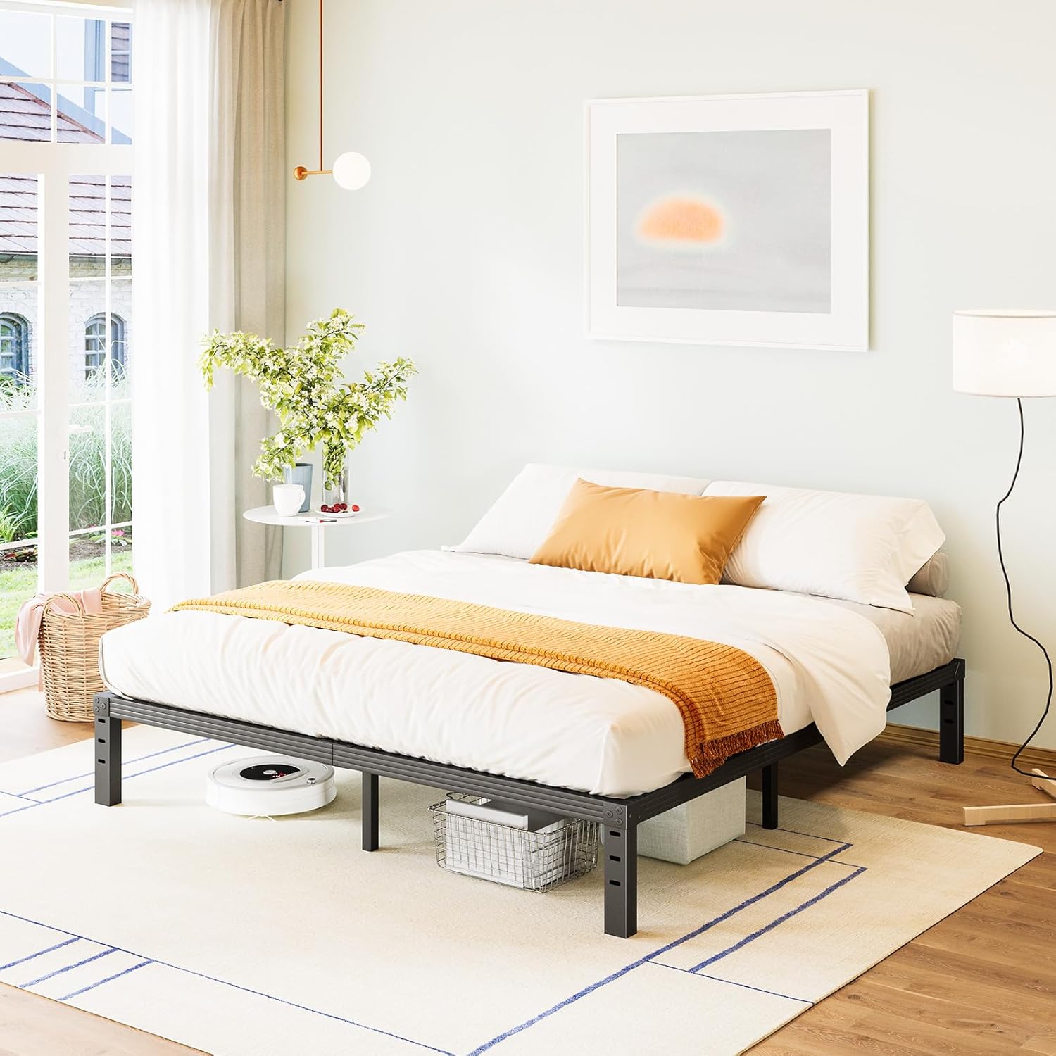 12 Inch Metal Platform King Size Bed Frame, Heavy Duty Design
