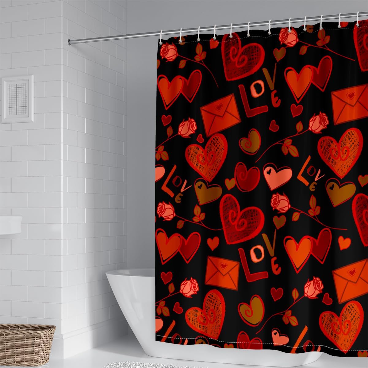 Romantic Red Rose Shower Curtain 72X72 - Waterproof Fabric
