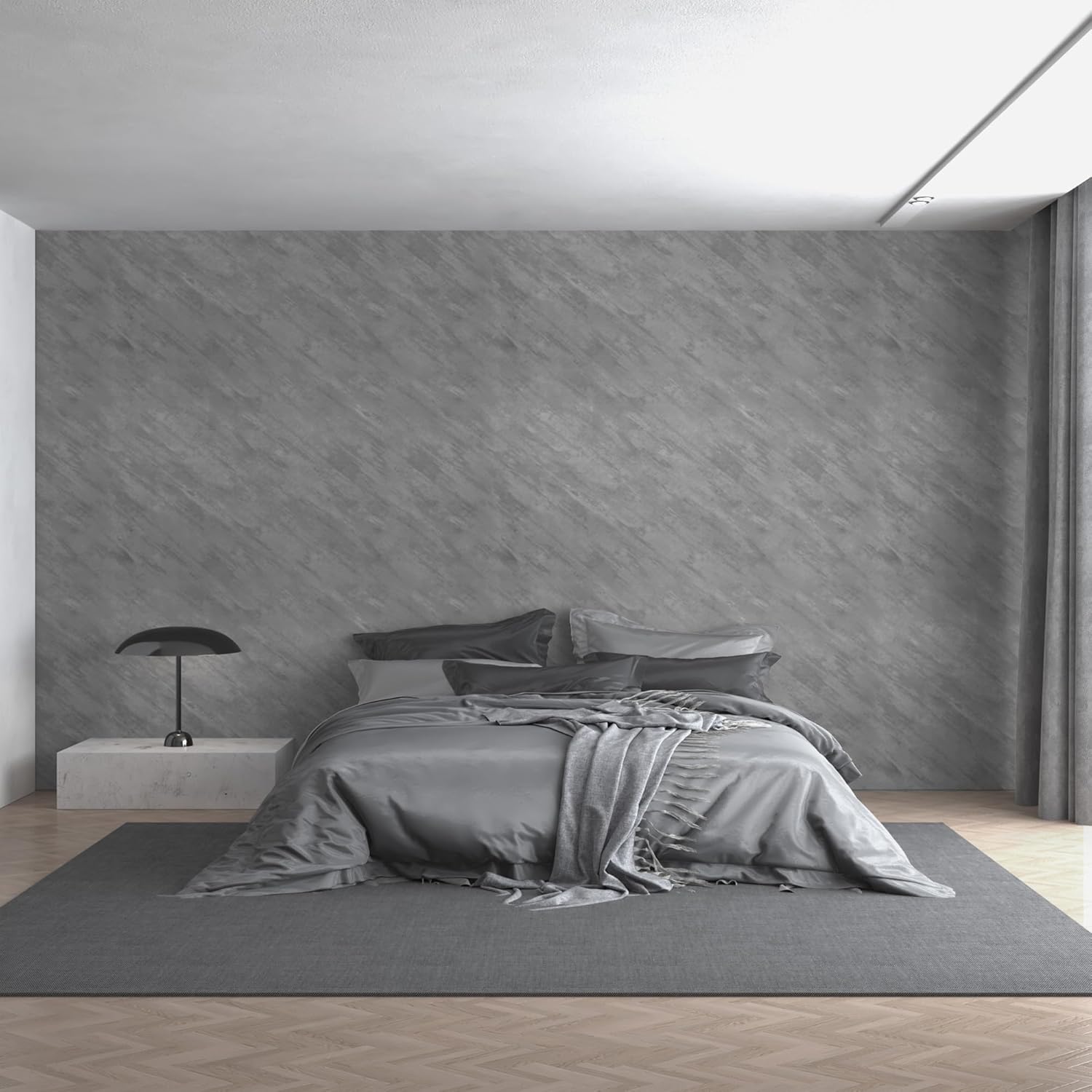 Large Size Thick Grey Concrete Wallpaper for Easy Home Decor