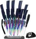15pcs Blue Kitchen Knife Set with Acrylic Block - Colorful 15pc Set
