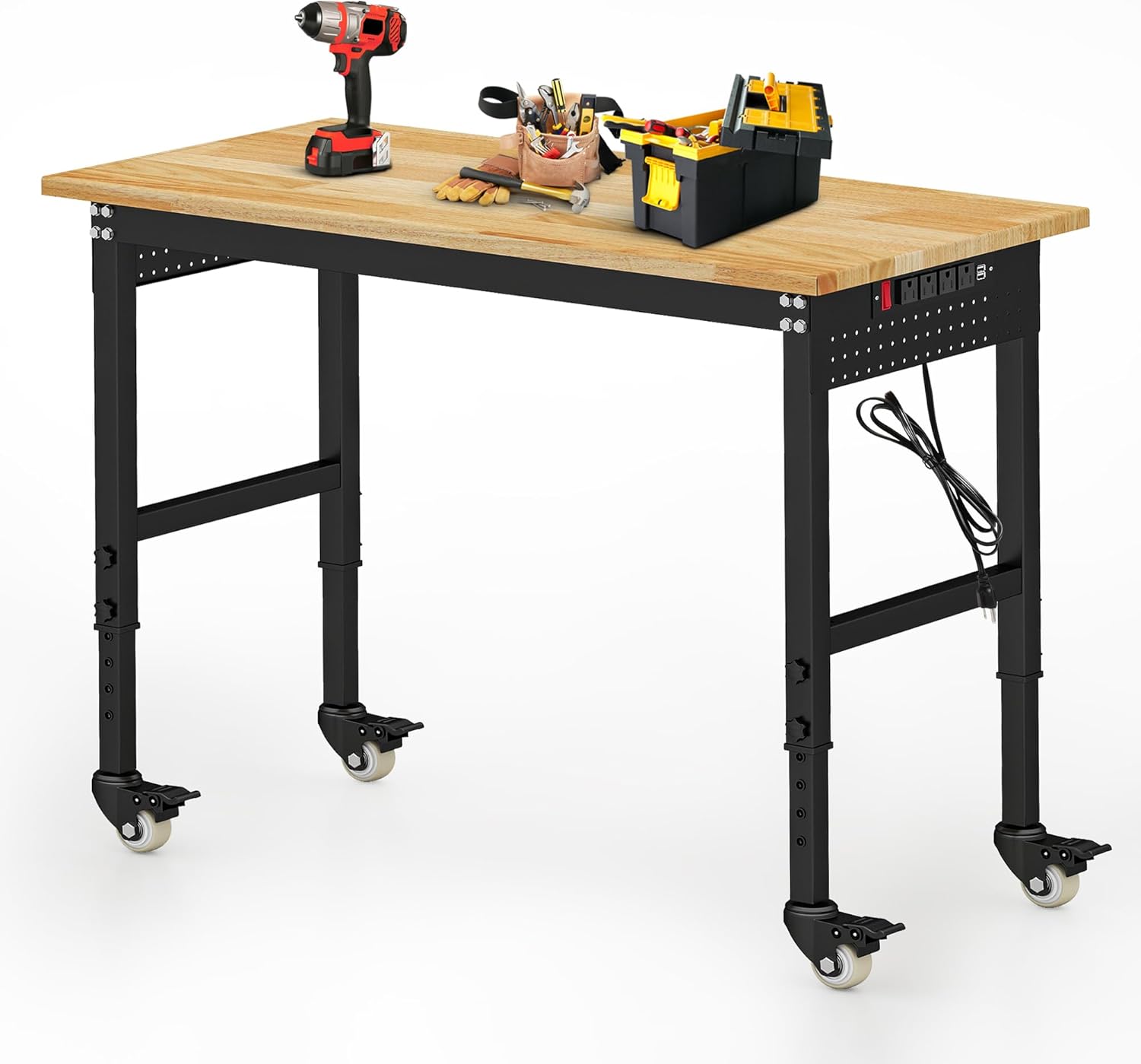 48in Adjustable Workbench on Wheels for Home and Office Use