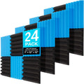 Acoustic Foam Wedge Panels 24 Pack - Spot Treat Walls for Better Sound