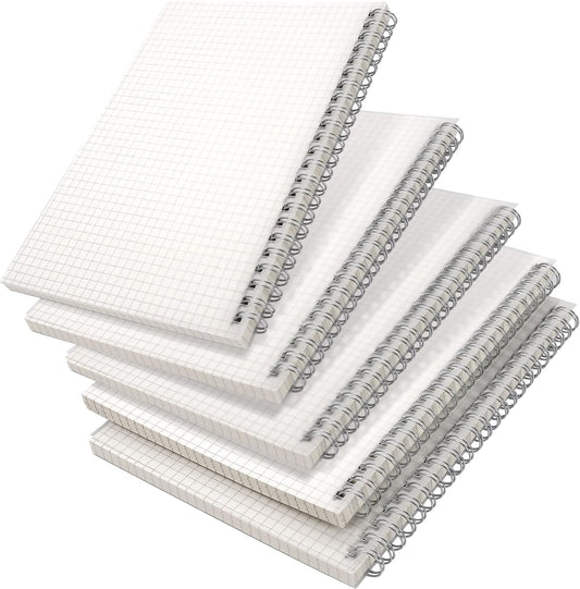 Graph Notebook 5-Pack for School & Office, Spiral, Waterproof Cover