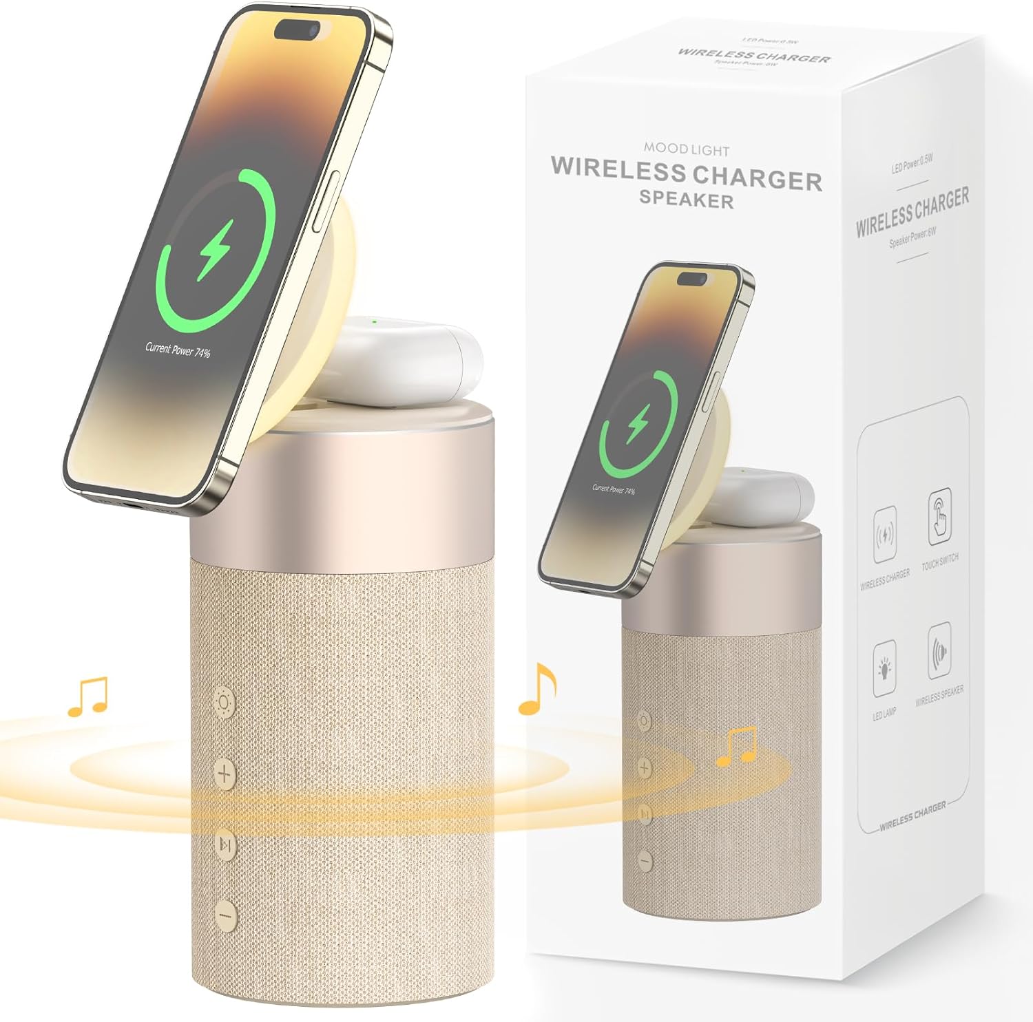 COLSUR 2-in-1 Wireless Charger & Speaker