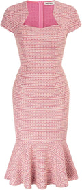 GRACE KARIN Womens Elegant Cap Sleeve Fishtail Tweed Cocktail Dress
