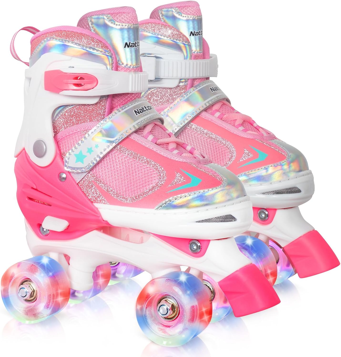 Nattork Kids Roller Skates with Adjustable Sizes and Light Up Wheels