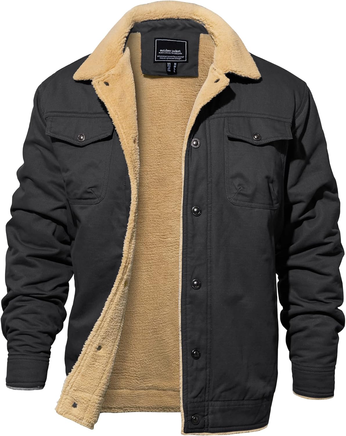 EKLENTSON Men's Winter Jacket Thick Thermal Cotton Fleece Coat