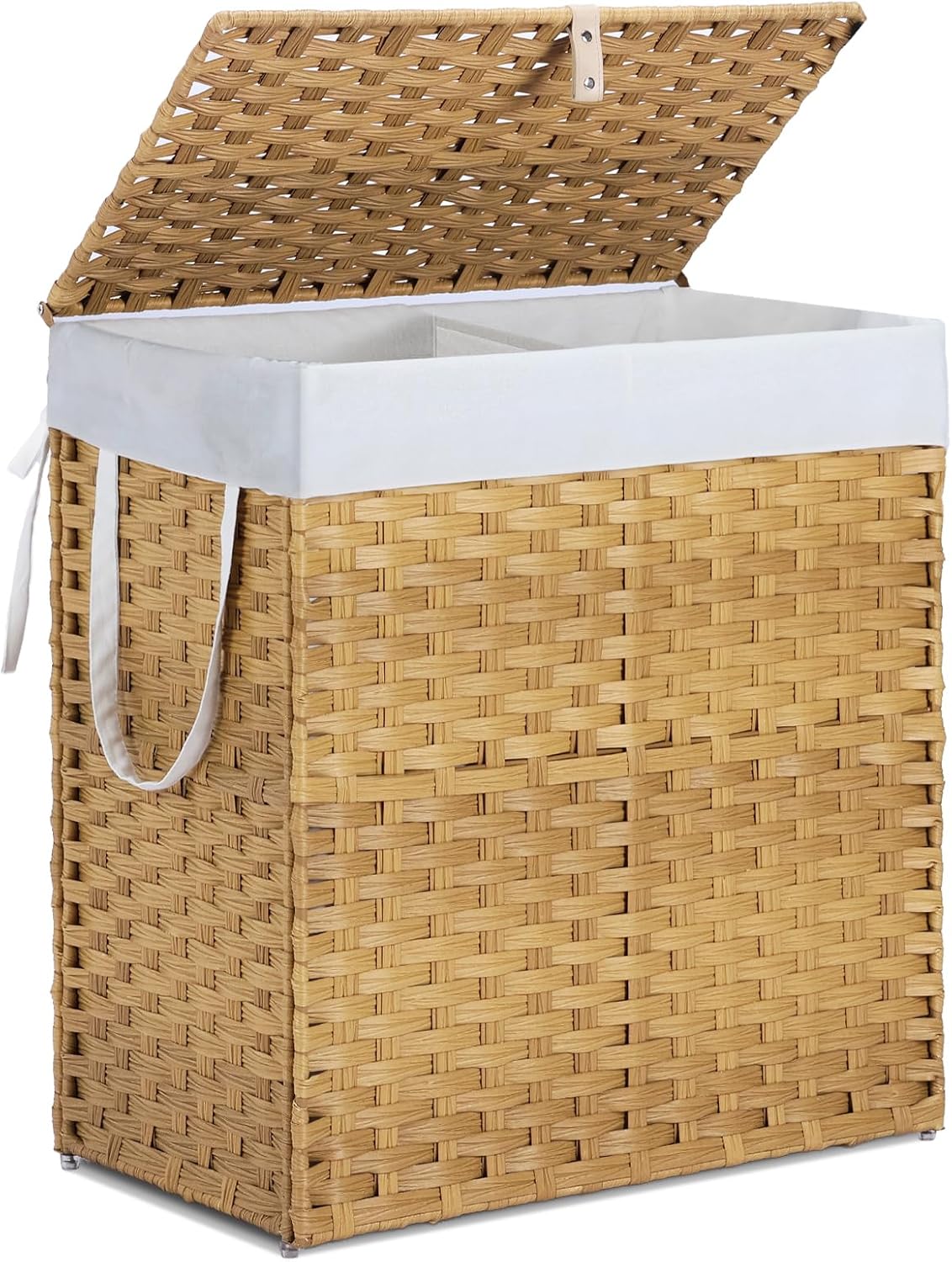 DUMOS Woven Laundry Basket with Lid for Odor Control and Storage