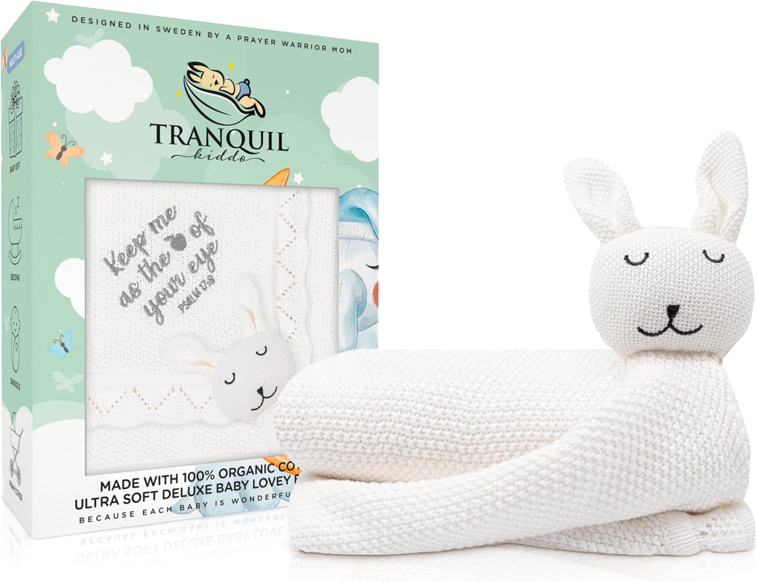 Christian Baby Blanket with Organic Lovey for Newborns